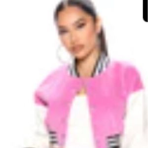 Fashion Nova Workin It Pink Varsity Jacket in a 2XL
